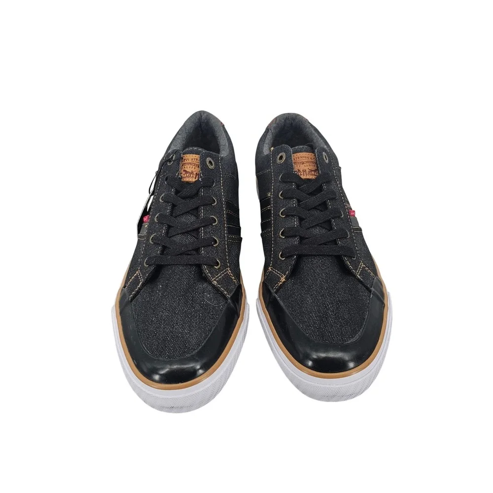 Levi's‎ Men's 13 Denim Canvas Low Top Sneakers Dark Wash Black Trim NEW